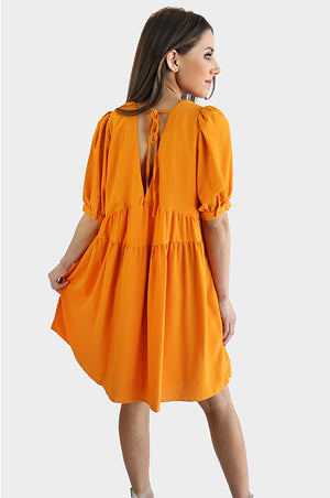 Puff Sleeve V Neck Dress