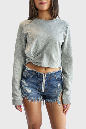 DISRESSED DENIM SHORT