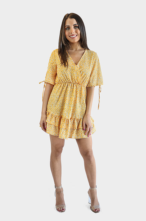 Yellow Ditsy Floral Dress