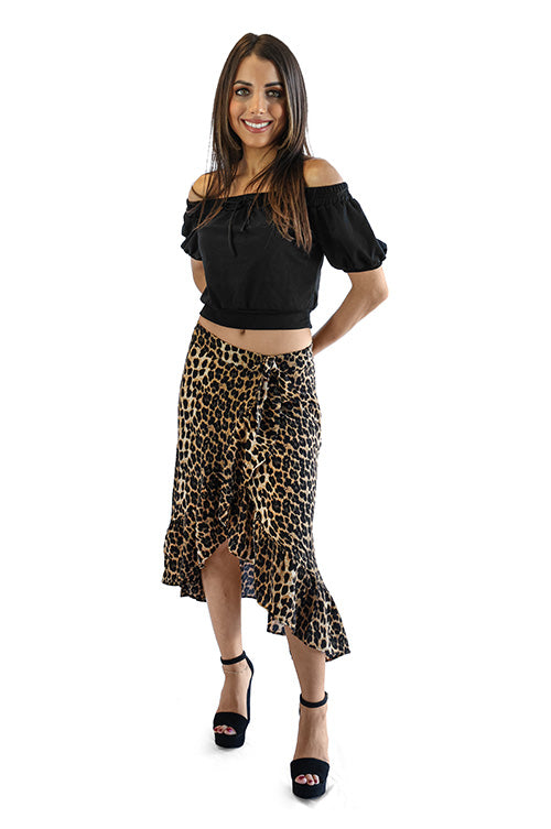 Leopard Midi Wrap Skirt