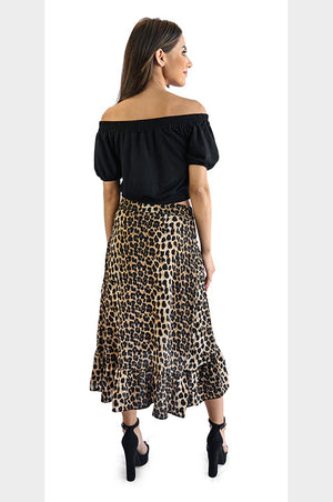 Leopard Midi Wrap Skirt