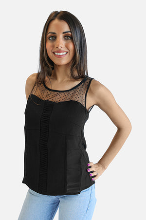 Mesh Pleated Blouse