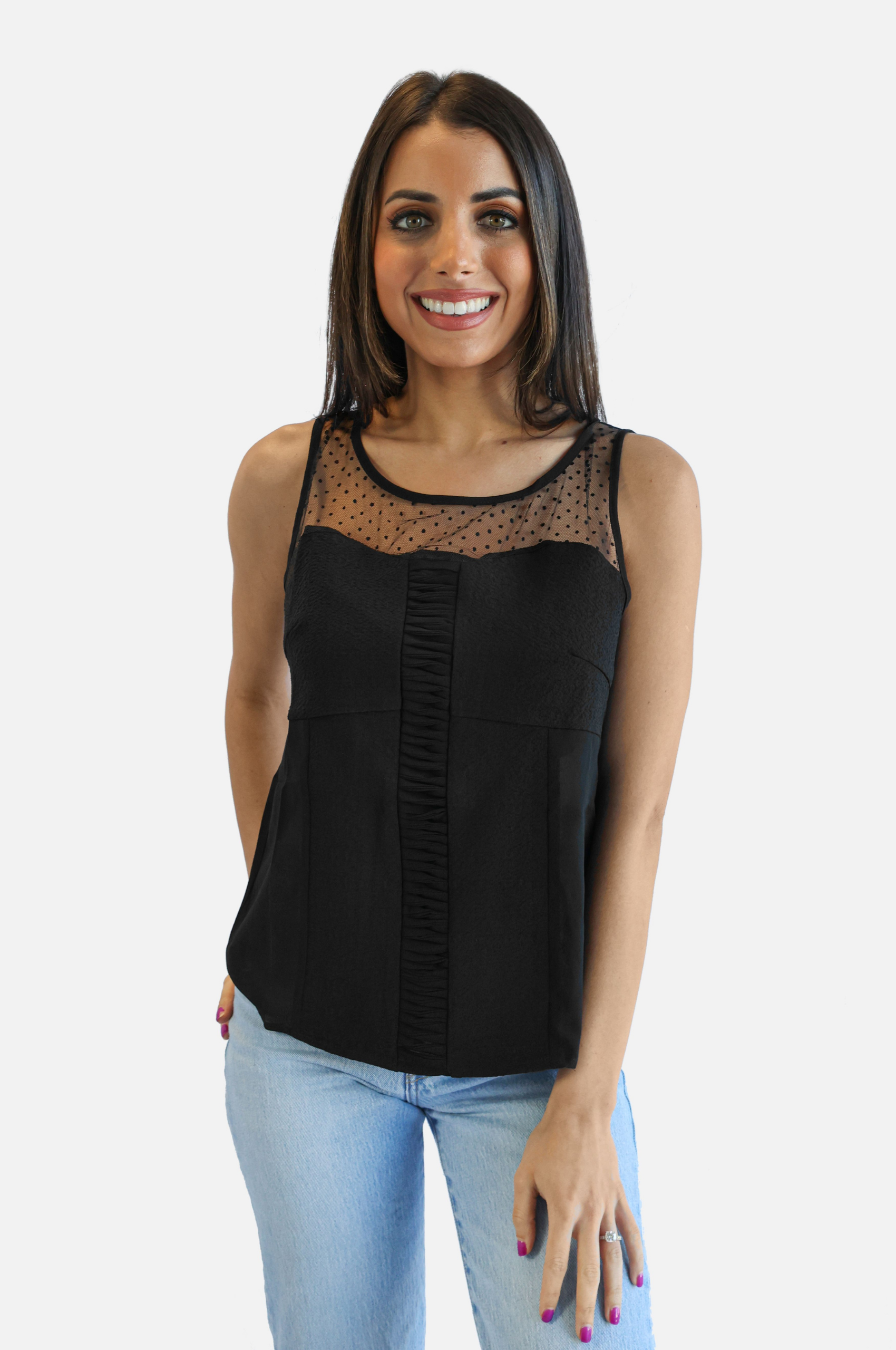 Mesh Pleated Blouse